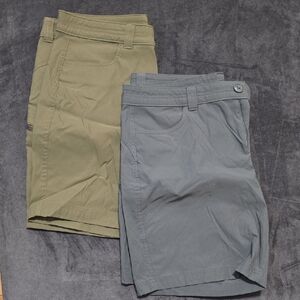 Eddie Bauer Women's Rainier Shorts Two-Pack - Olive and Gray